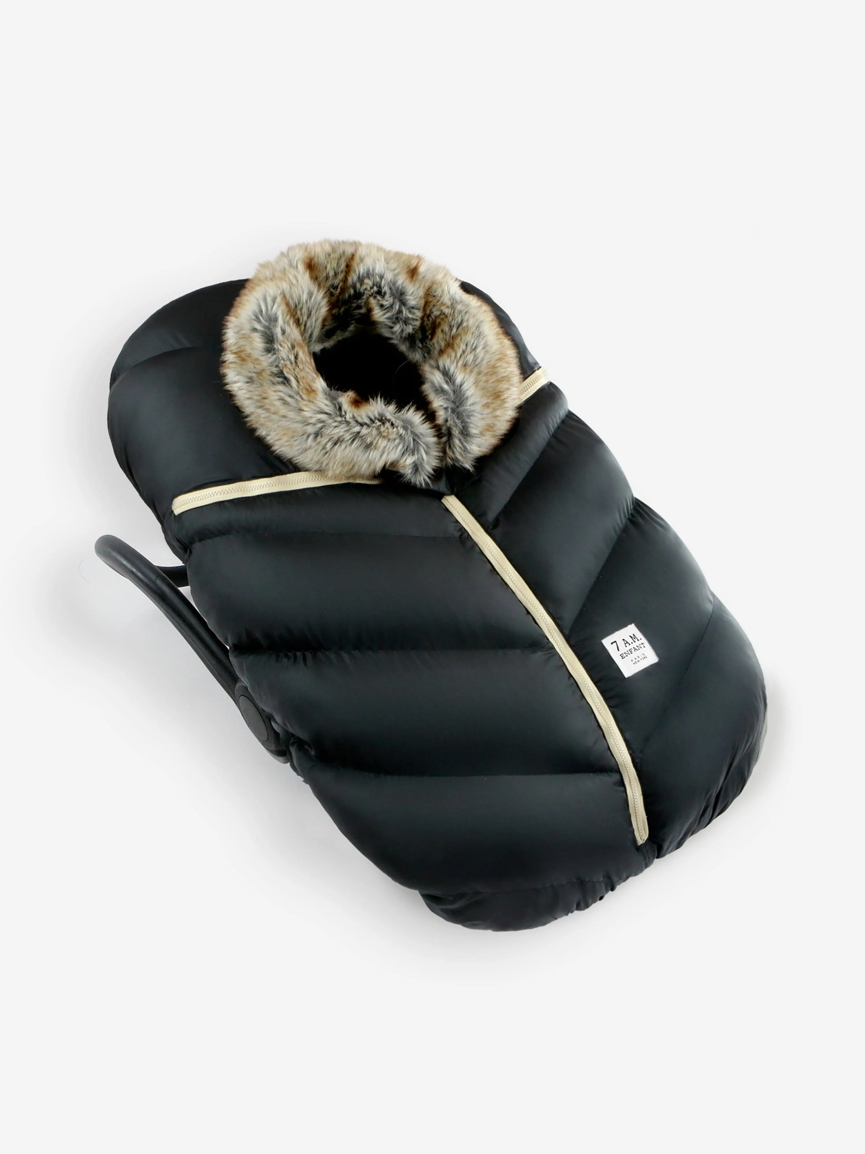 7AM Enfant Baby Car Seat Cocoon Faux Fur-Tundra in Black