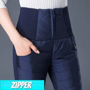 Ashore Shop Women's Winter Cotton Pants High Waist Thickened Windproof Warm Down Casual Pants New Slim Pencil Pants   Pants