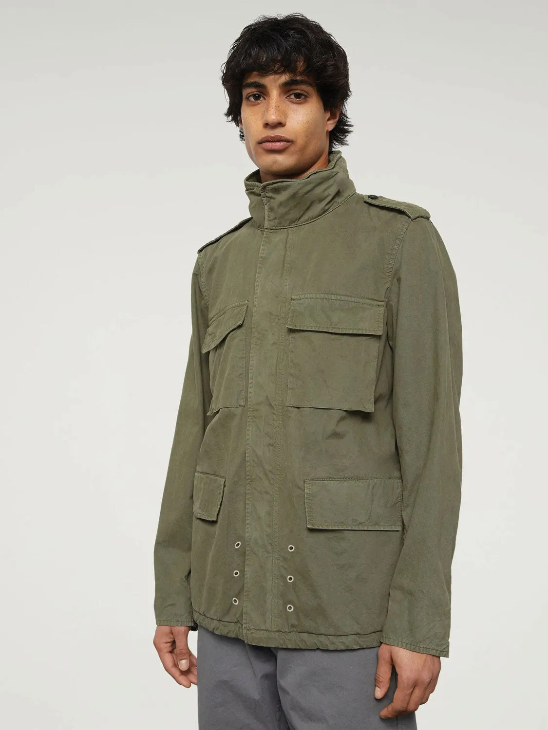 Aspesi Cotton Gabardine Mini Field Jacket Khaki