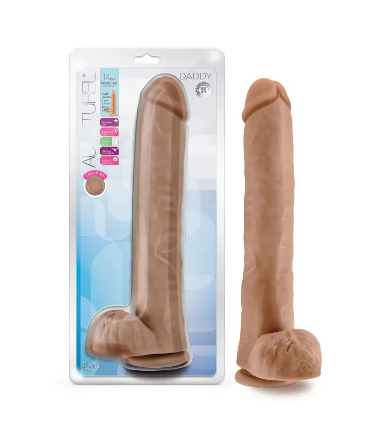 Au Naturel Daddy Dildo with Balls -14 inch (Brown)