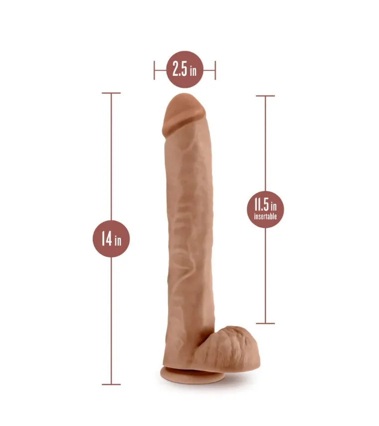 Au Naturel Daddy Dildo with Balls -14 inch (Brown)