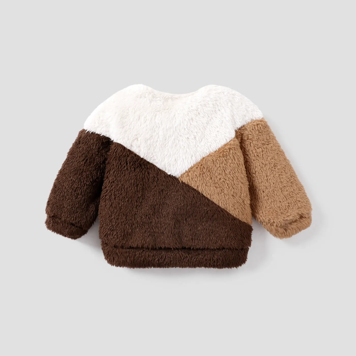 Baby Boy/Girl Colorblock Thermal Fuzzy Long-sleeve Pullover