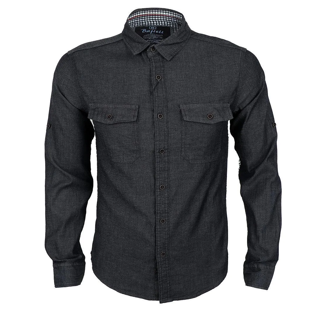 Bajieli Riggs Workwear Men's Denim Work Shirt-Black