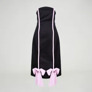 Black Midi Dress with Bows