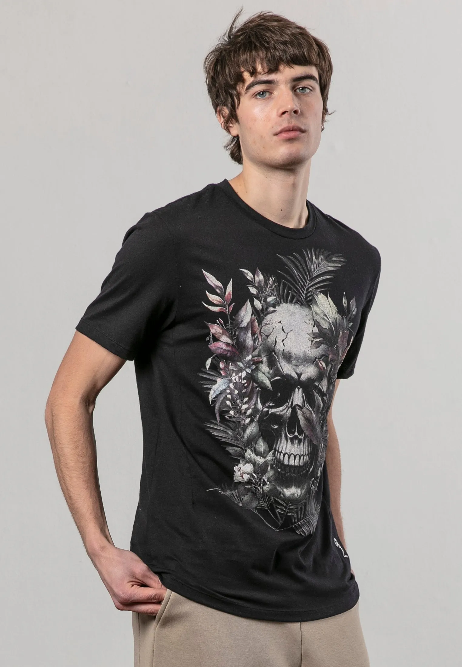 BOTANICAL SKULL T-SHIRT BLACK