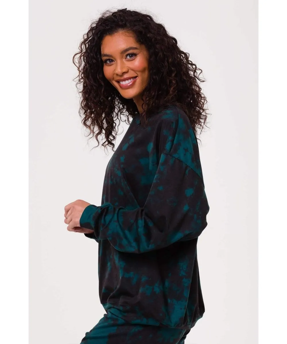 Boyfriend Sweatshirt Tie Dye Emerald