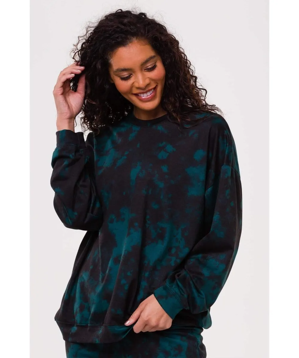 Boyfriend Sweatshirt Tie Dye Emerald