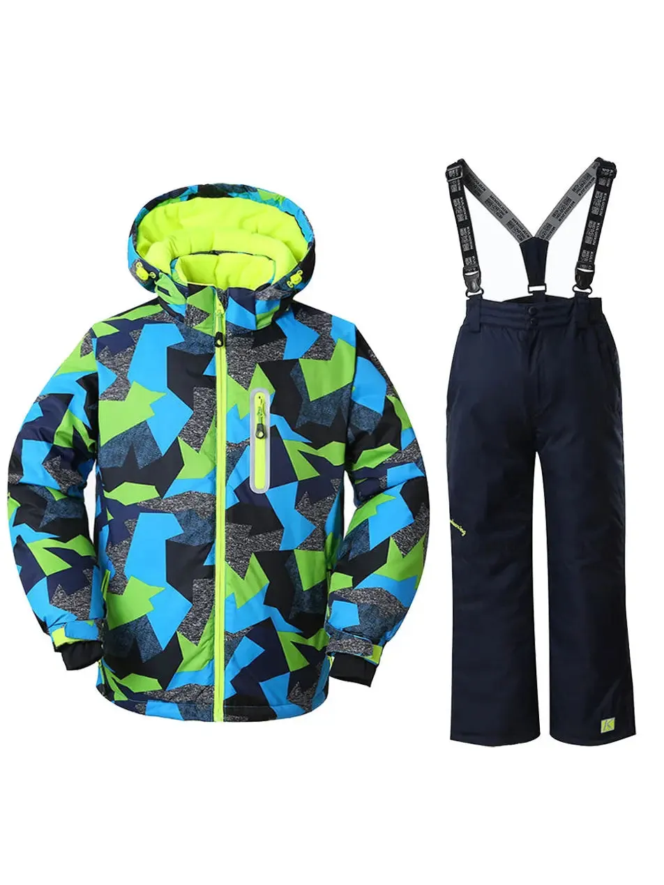 Boys Winter Windproof Waterproof Ski Jacket and Pants