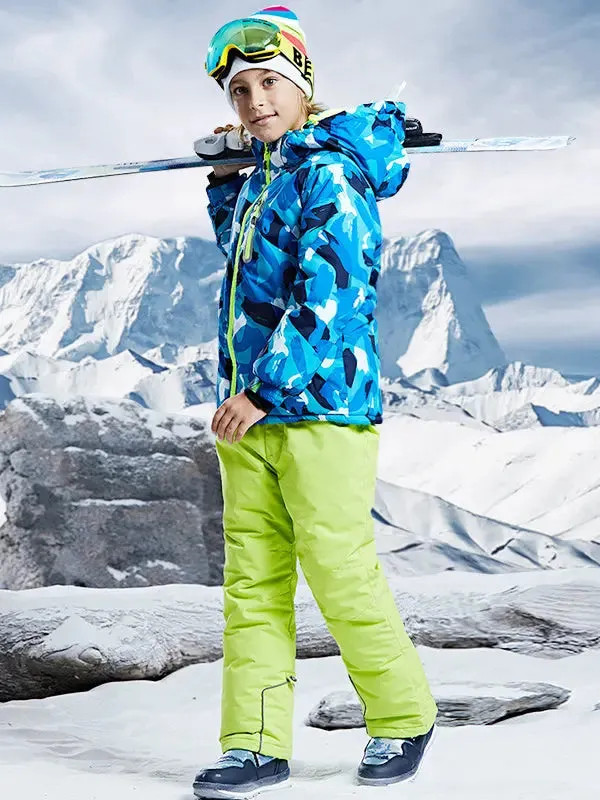 Boys Winter Windproof Waterproof Ski Jacket and Pants