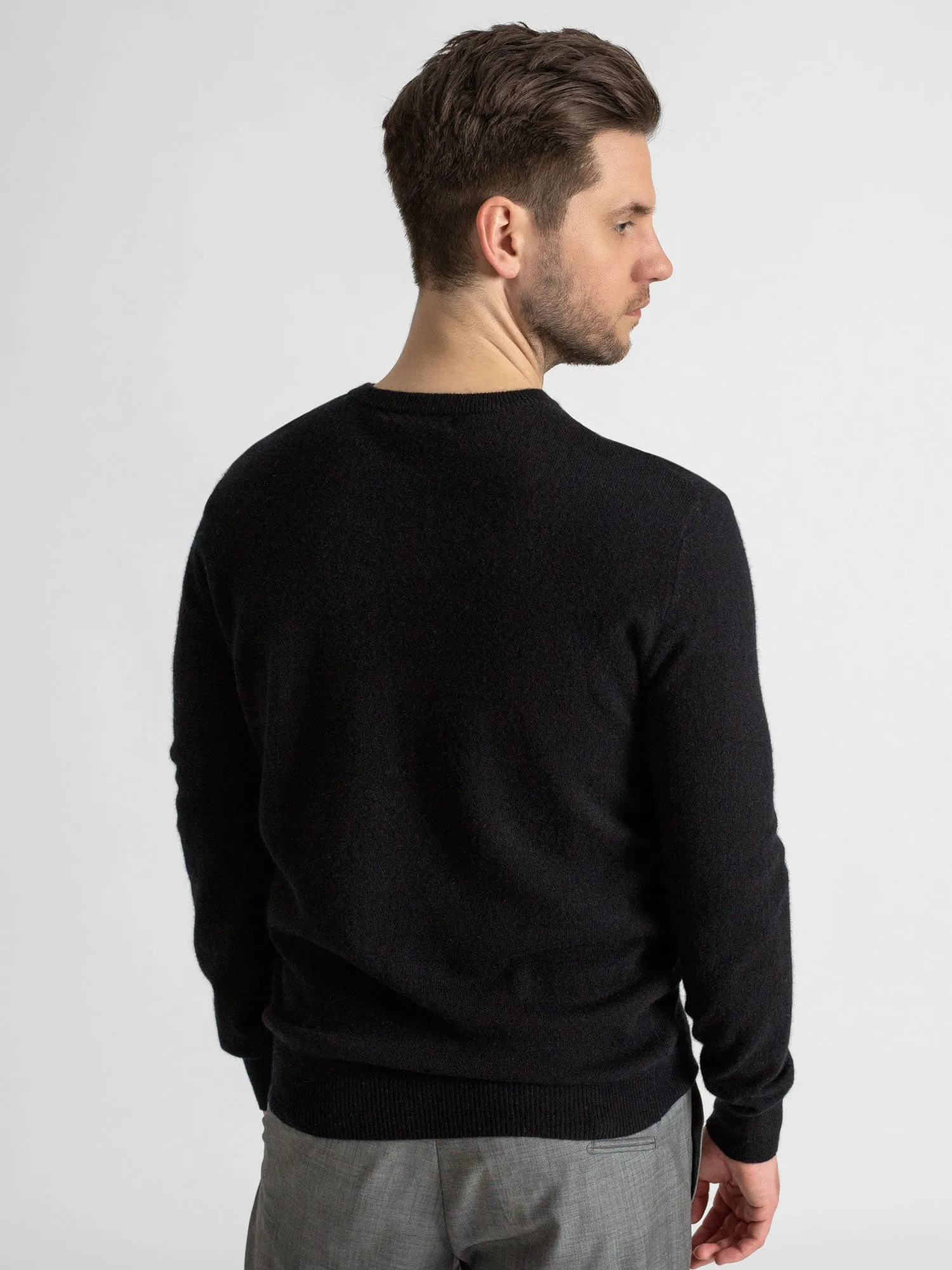 Cashmere sweater men "O-neck" - black