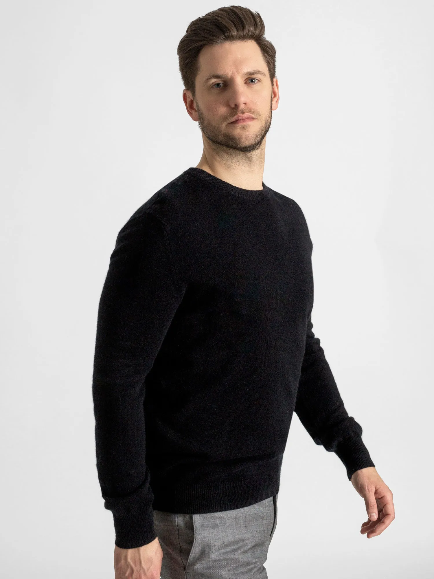 Cashmere sweater men "O-neck" - black