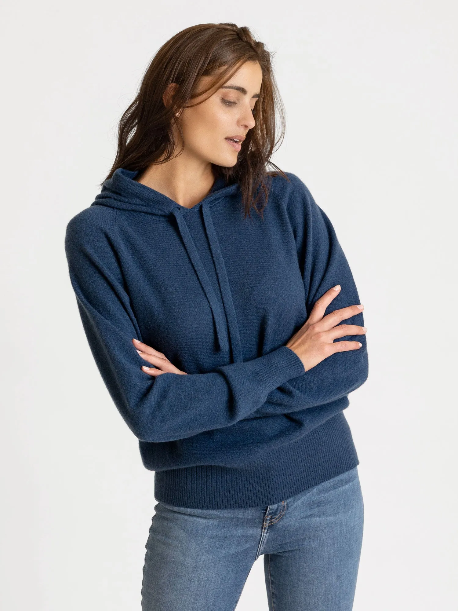 Cashmere sweater "Lux Hoodie" - mountain blue