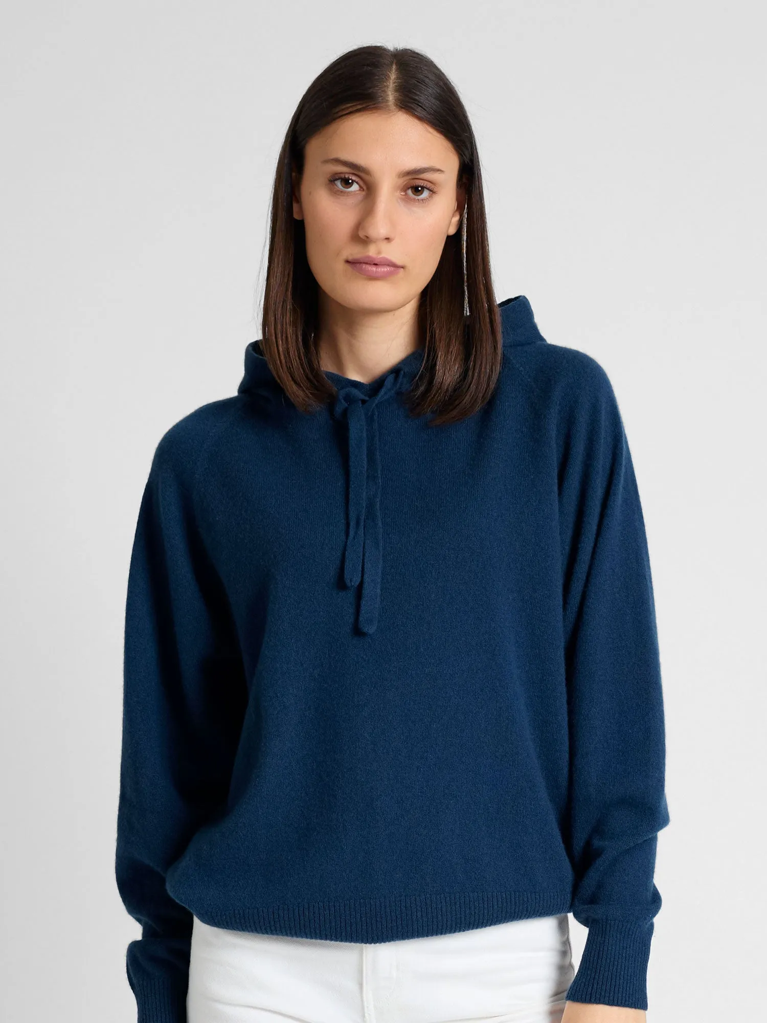 Cashmere sweater "Lux Hoodie" - mountain blue