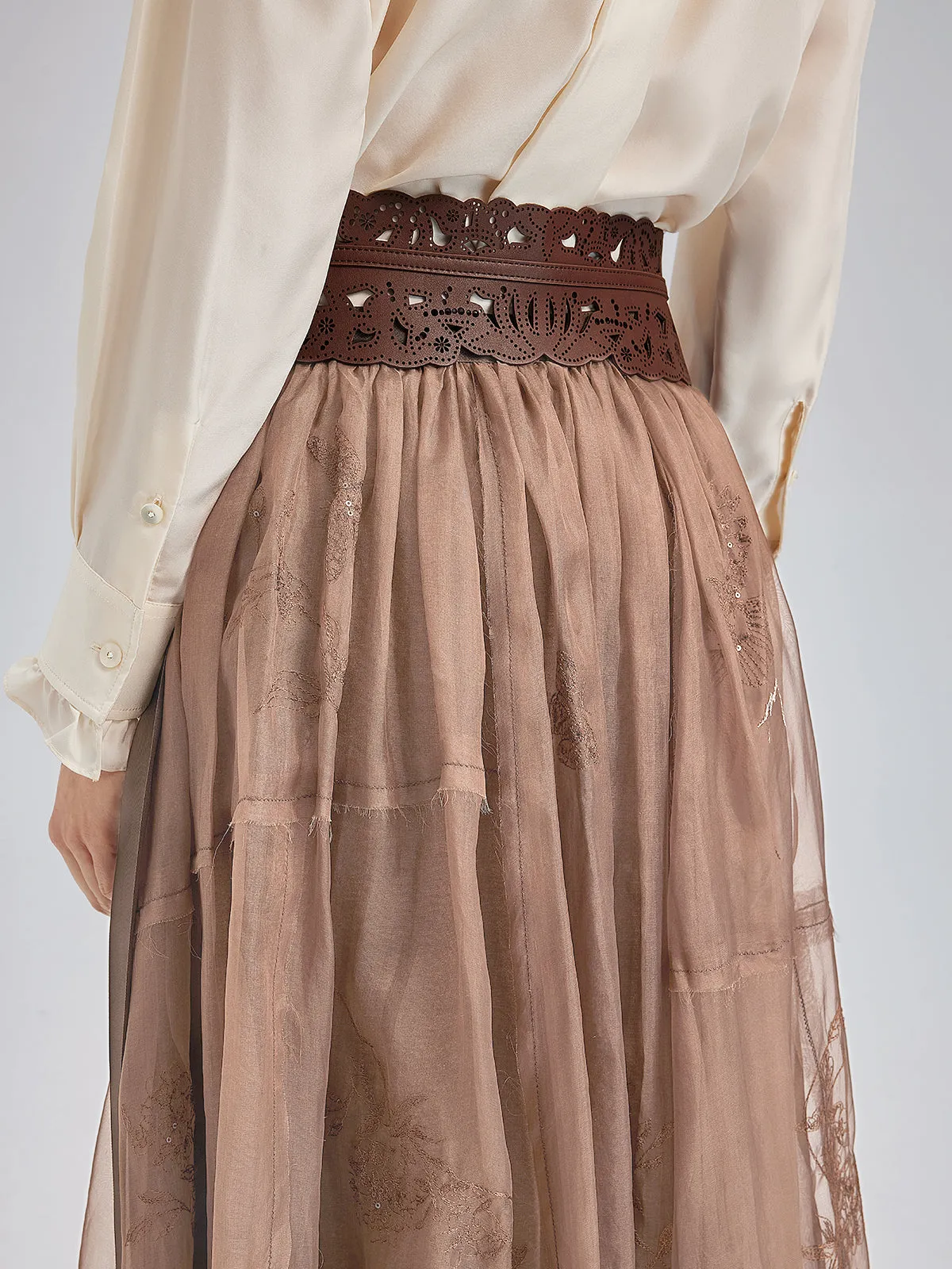 Classic Art Embroidered A-Line Skirt