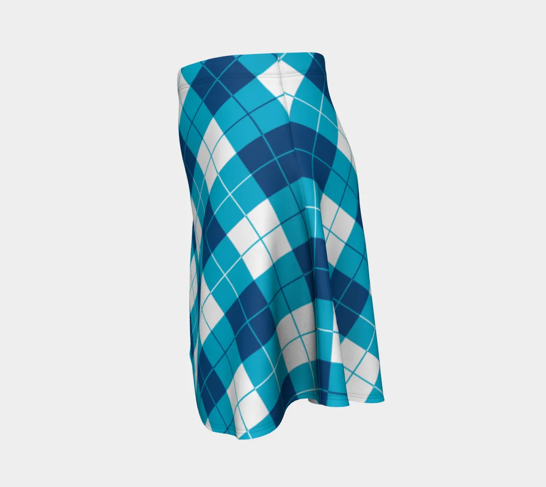 Classic Blue Argyle Flare Skirt