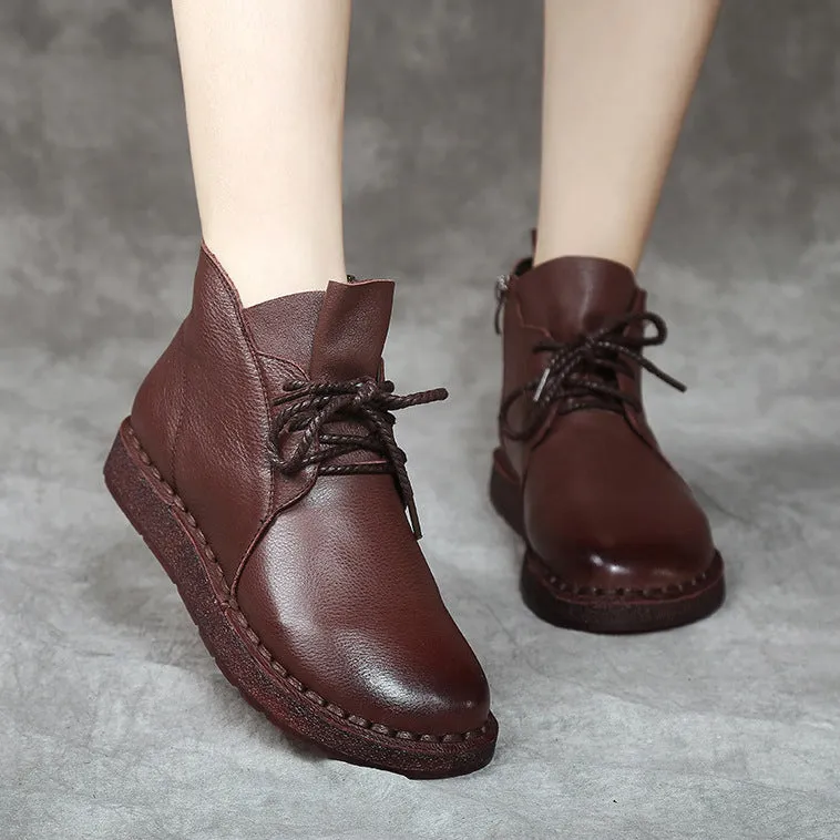 Comfortable Handmade Cowhide Soft Sole Boots Women's Shoes