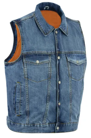 DM970BU Snap Front Blue Denim Vest