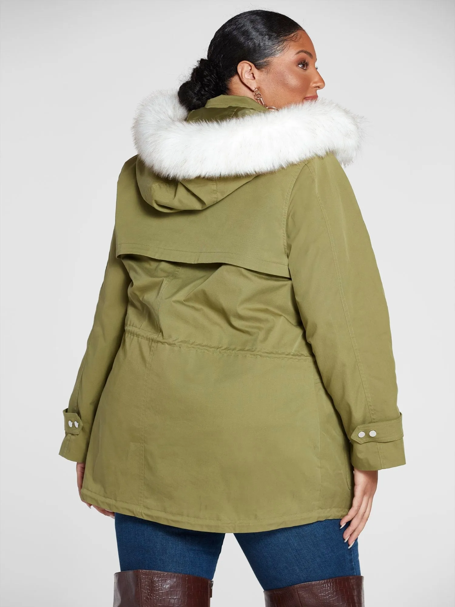 Fashion To Figure - Paige Faux Fur Lined Anorak Coat