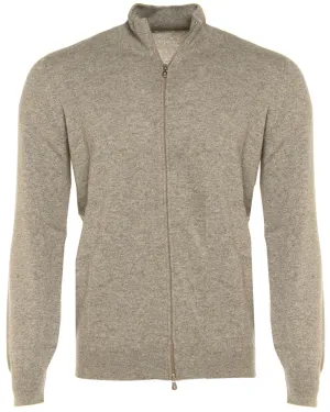 Grey Cashmere Full Zip Sweater