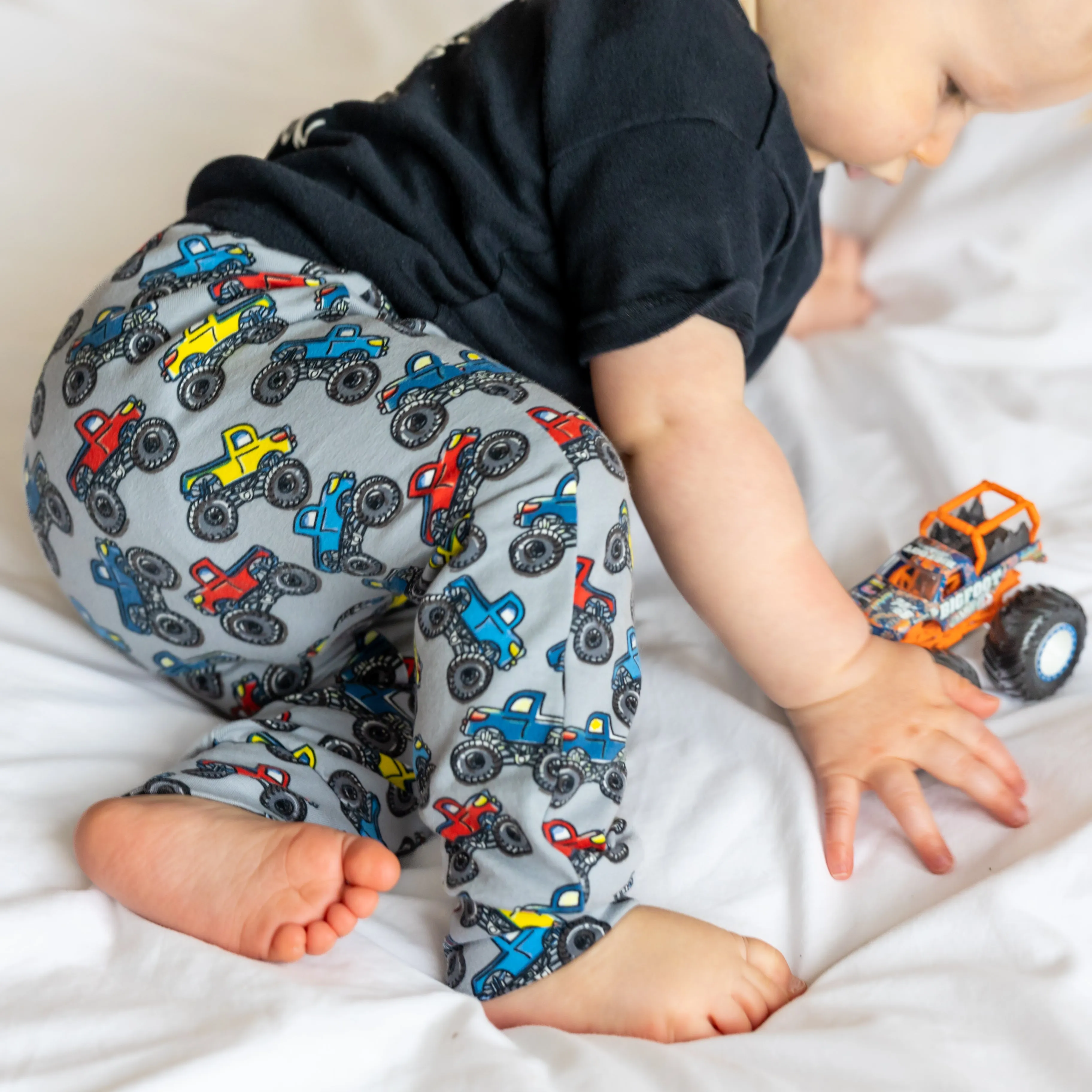 Grey Monster Truck Print Leggings