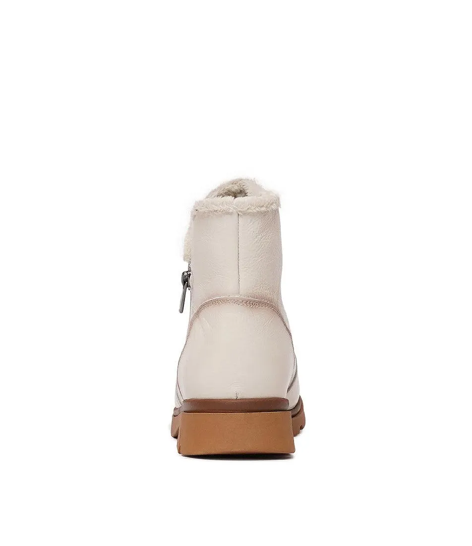 Hf-21062Ne Ivory Patent Ankle Boots