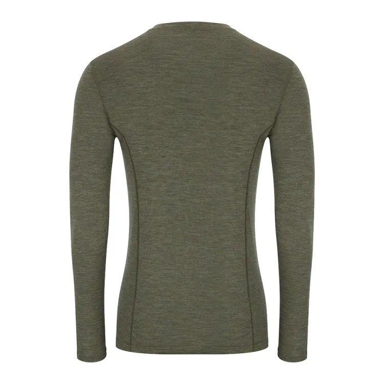 Hoggs of Fife 100% Merino Wool Crew Neck Base Layer Long Sleeve Top - Green