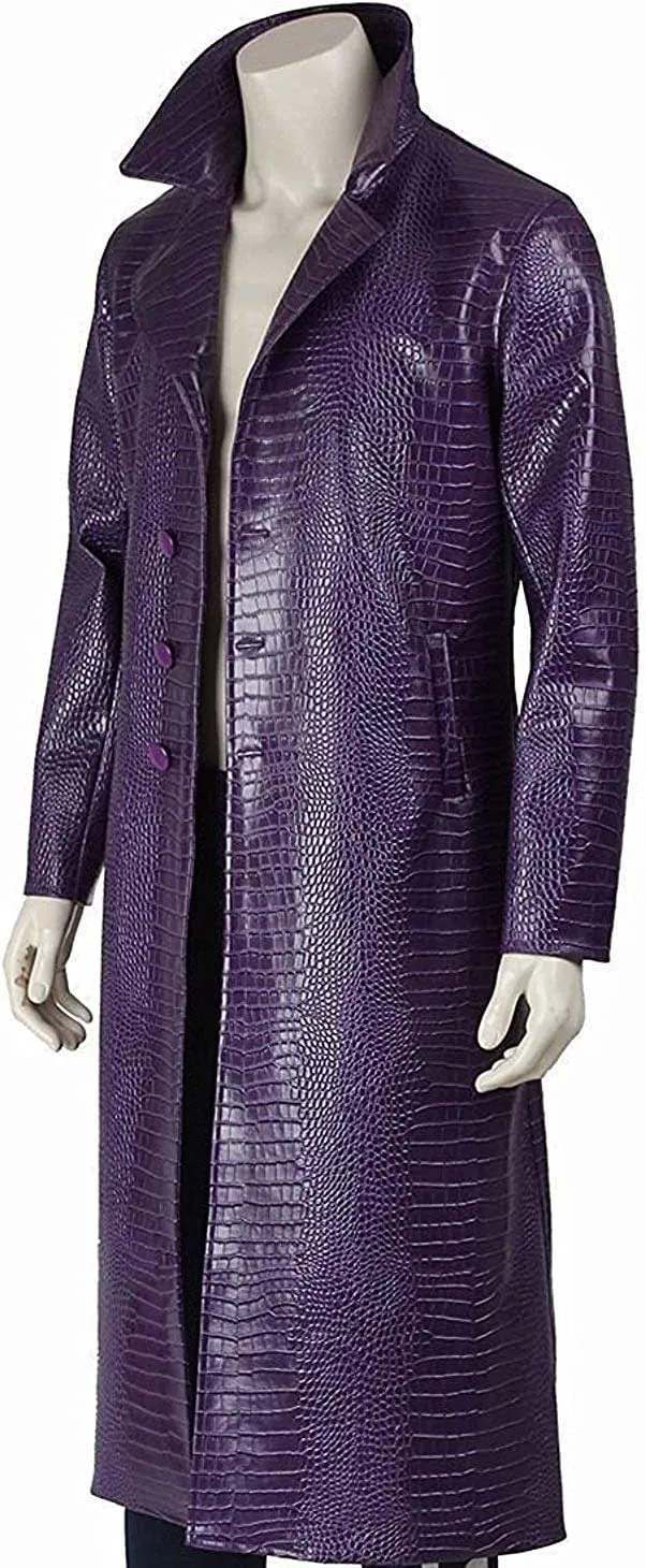 Joker Suicide Squad Jared Leto Purple Crocodile Pattern Leather Coat