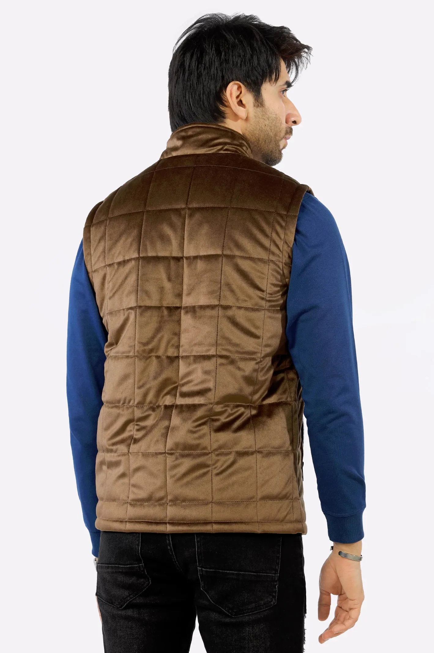 Khaki Quilted Puffer Vest for Mens