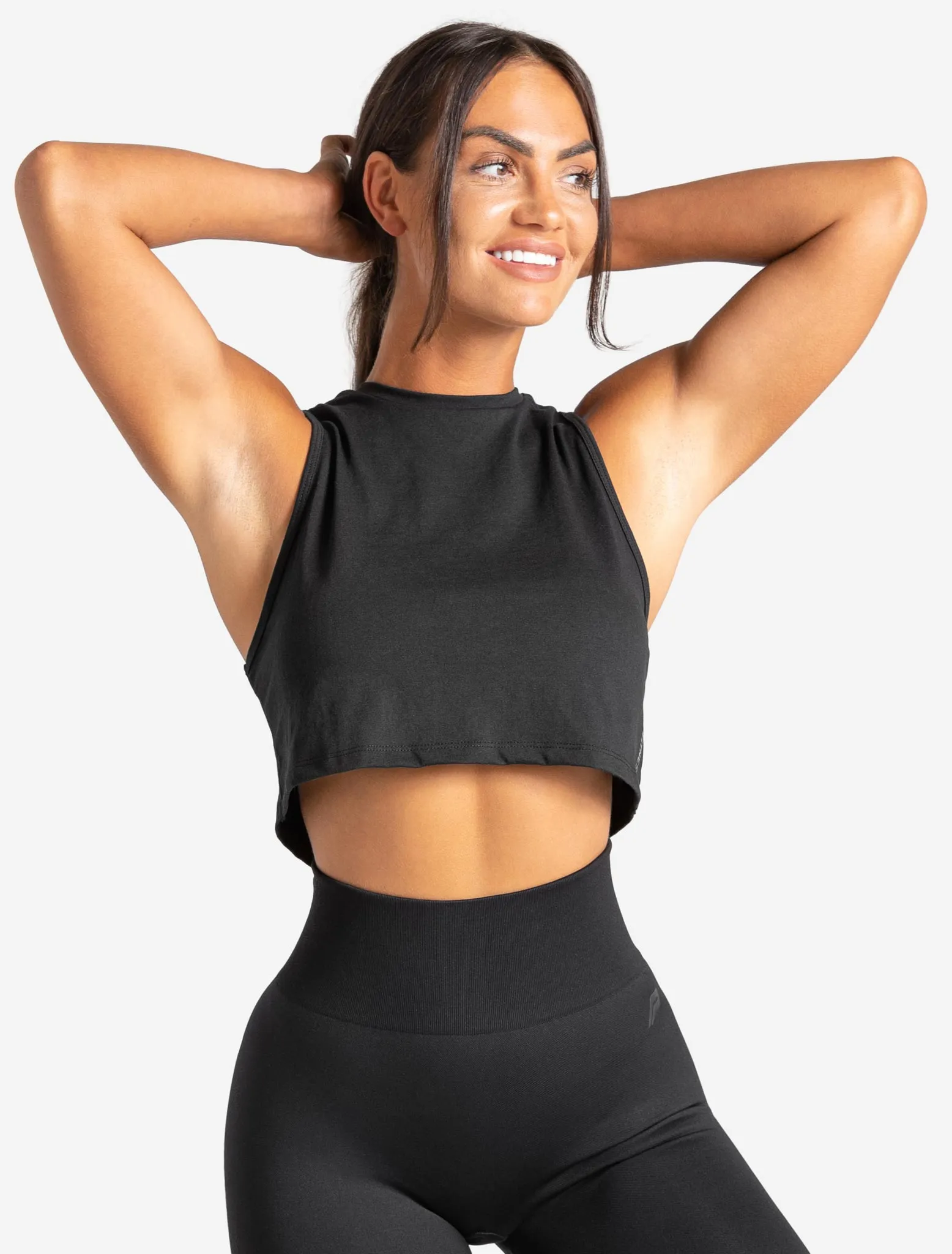 Knot Back Crop Tank - Black