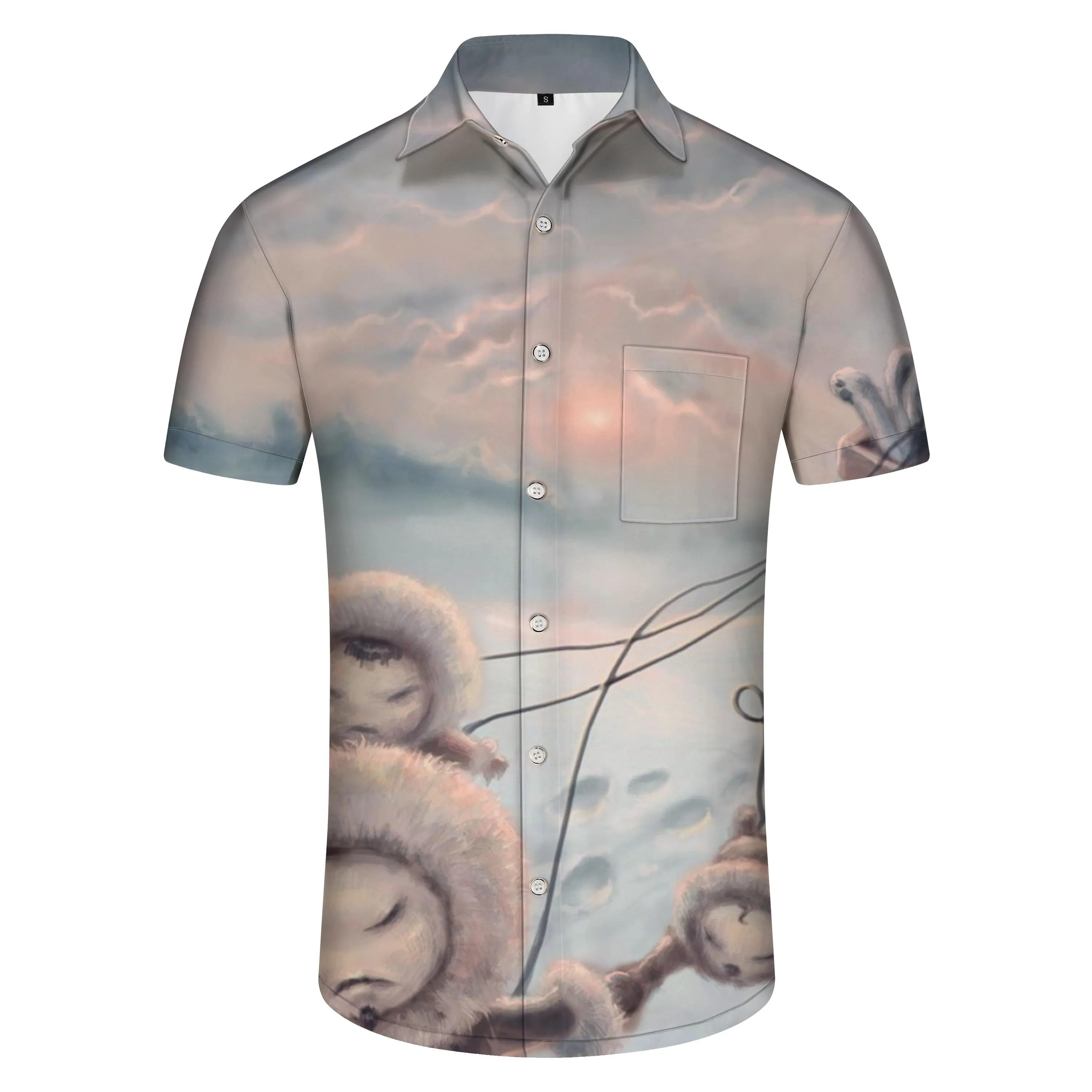 Landscape Print Doll Hawaiian Shirt Men's Everyday Short Sleeve 3D Printed Graphic Tops