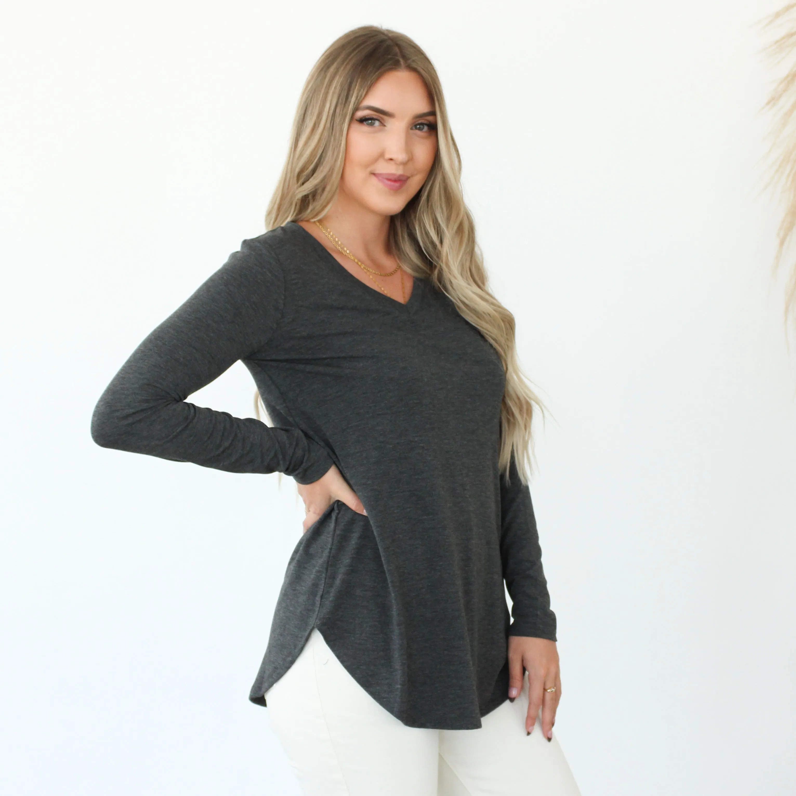 Long Sleeve V Neck Tee