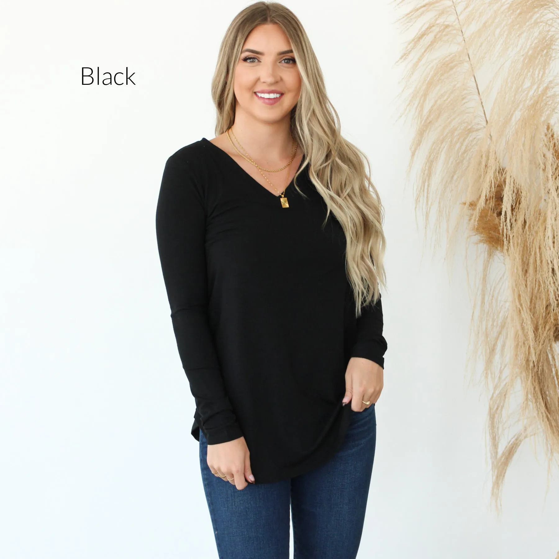 Long Sleeve V Neck Tee