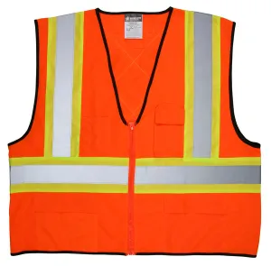 MCR Safety CSA Poly, Oran Vest 4 1/2 Lime/Sil X3