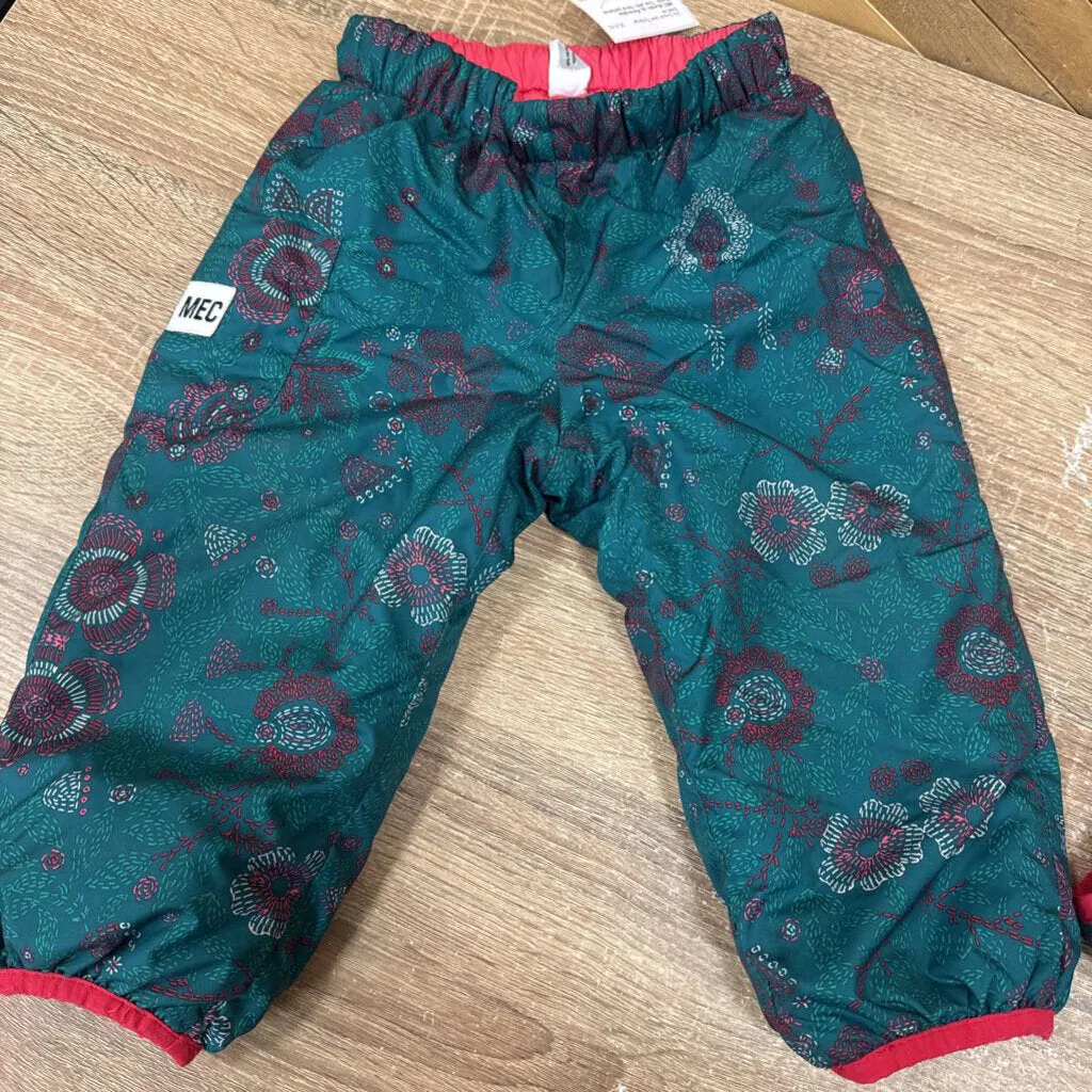 MEC-Bundle Up Reversible Pants : Teal with floral patterns-children-12M