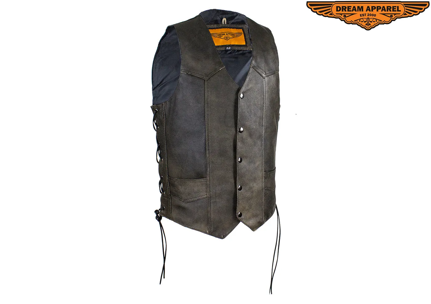 Men's Brown Leather Vest with Live to Ride