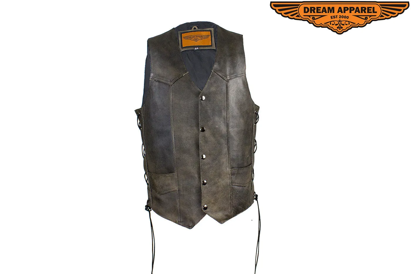 Men's Brown Leather Vest with Live to Ride