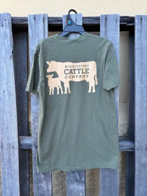 Mississippi Cattle Company MSCATTLESS-SAGEPKT Sage Short Sleeve Comfort Color with Pocket T-Shirt