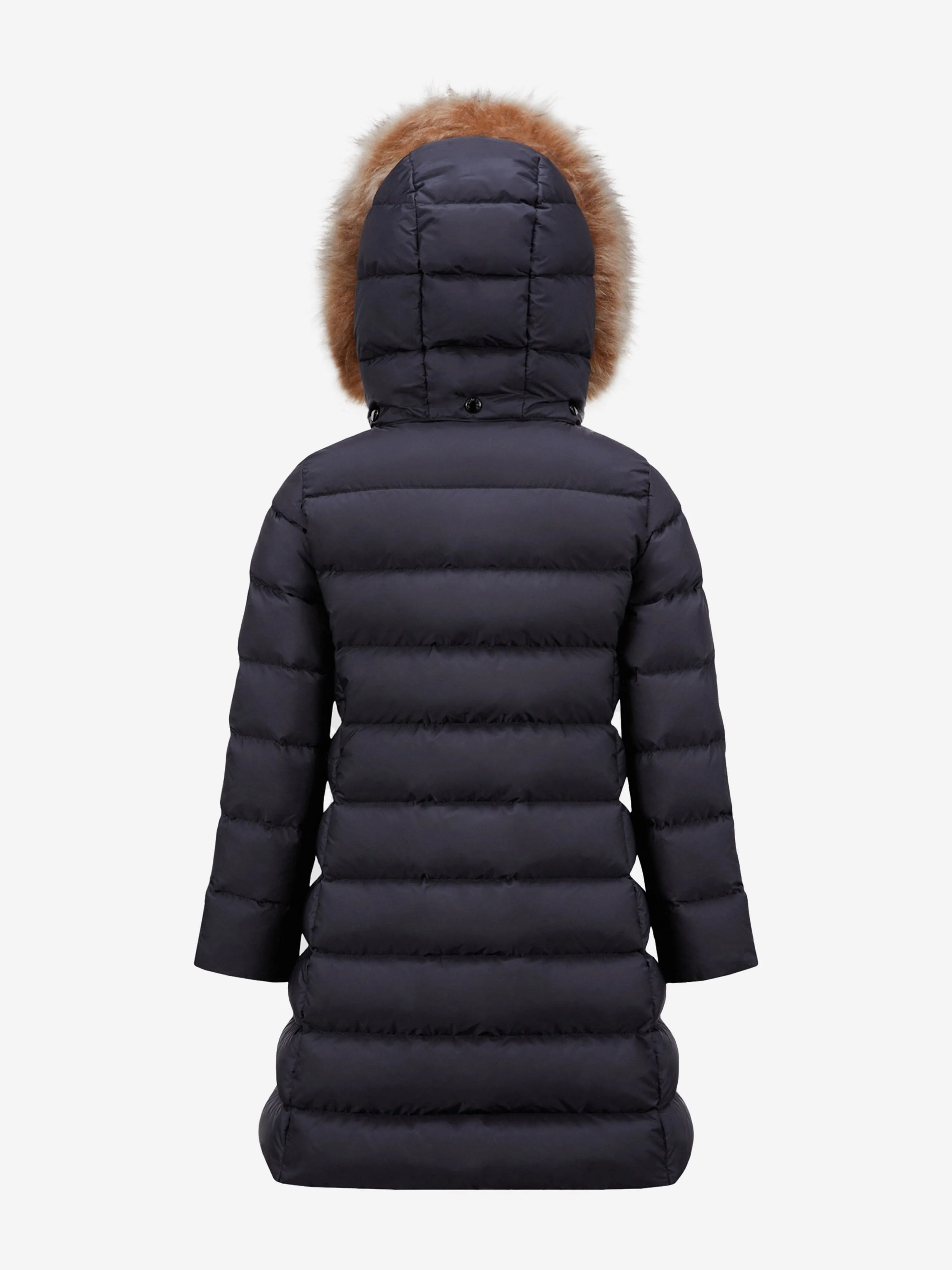 Moncler Enfant Girls Down Padded Abelle Long Coat in Navy