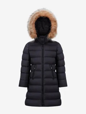 Moncler Enfant Girls Down Padded Abelle Long Coat in Navy