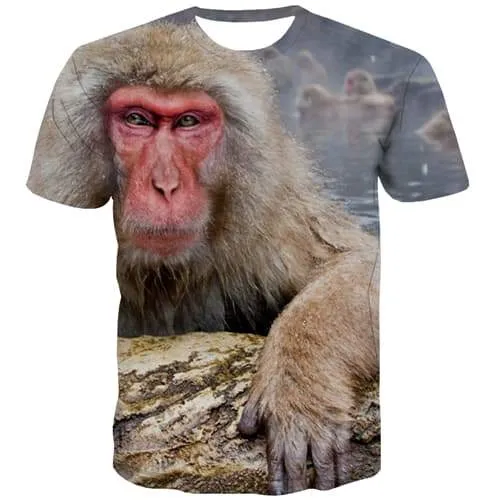 Monkey T shirts Men Orangutan T-shirts 3d Animal T-shirts Graphic Hip Hop Tshirts Novelty Harajuku Shirt Print Short Sleeve