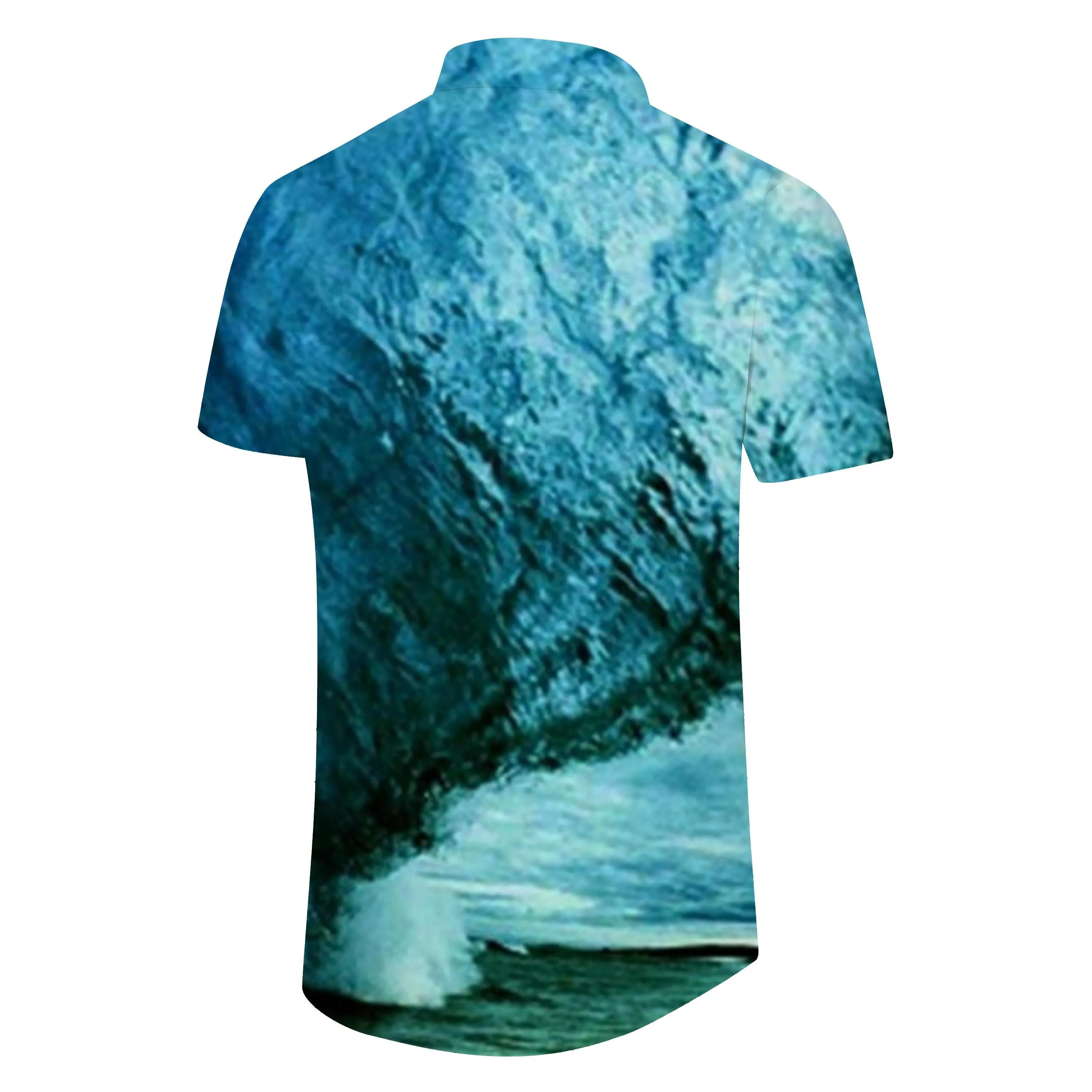 New ocean short sleeve print shirt natural touch button soft transparent casual pocket fashion short sleeve shirt top