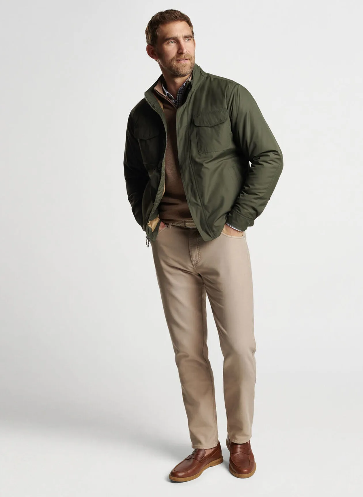 Peter Millar Norfolk Bomber In Dark Olive