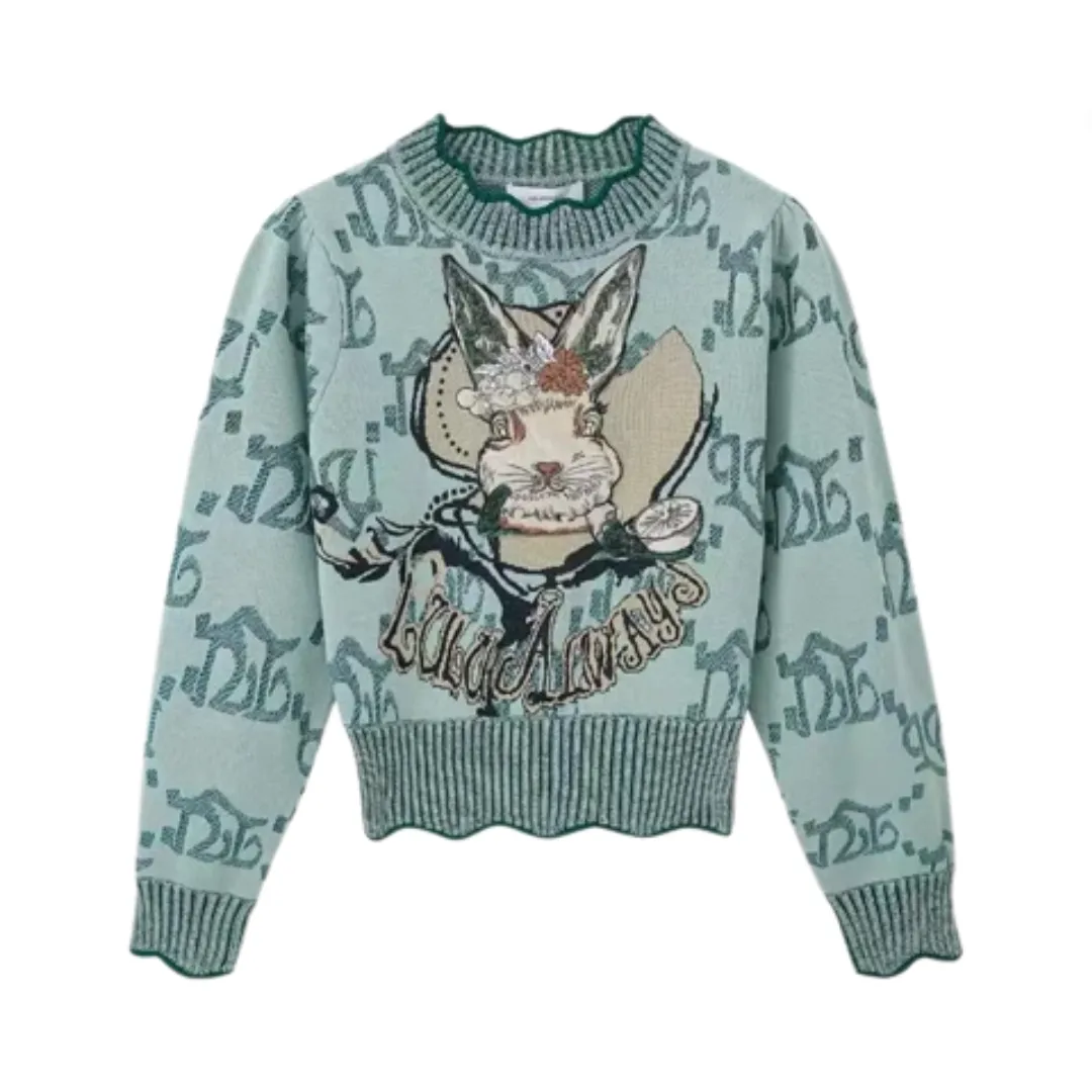 Pre Order:  Rabbit Jacquard Vintage Knit Sweater