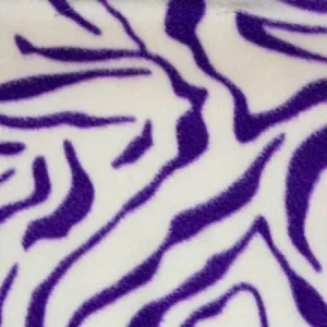 Purple | White Zebra Print Fleece Fabric