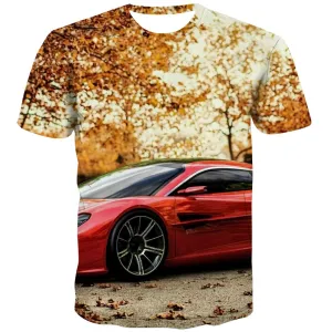 Racing Car T shirts Men Metal T-shirts Graphic City Shirt Print Gray T-shirts 3d Retro Tshirt Anime