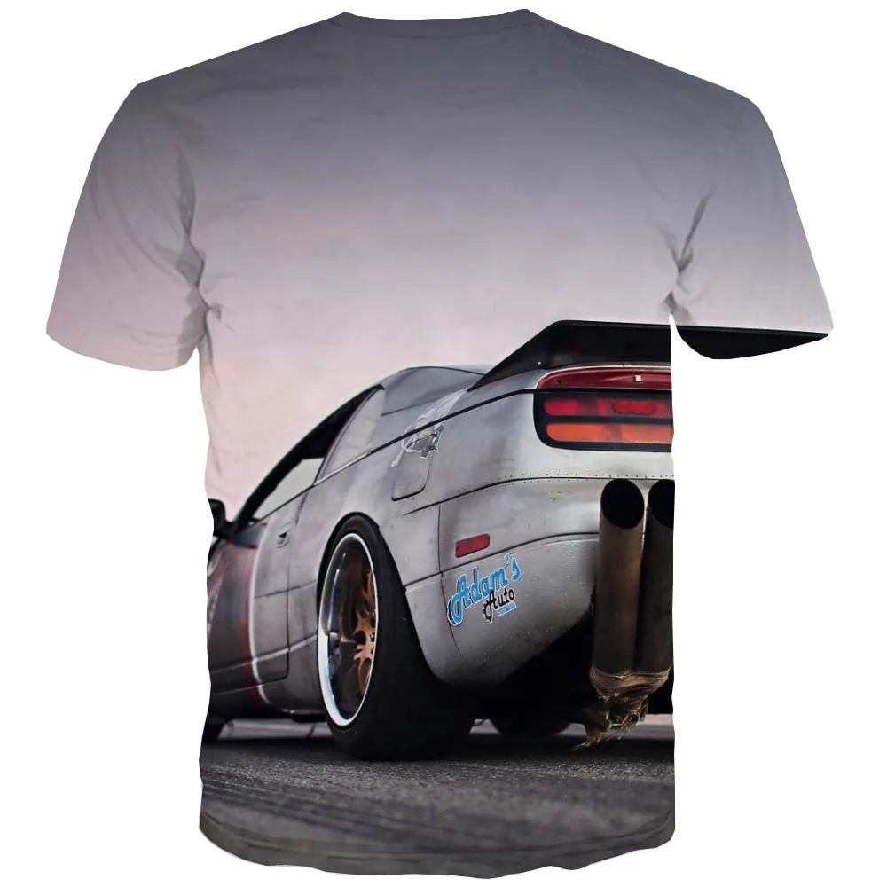 Racing Car T shirts Men Metal Tshirts Cool City T shirts Funny Gray Shirt Print Retro T-shirts 3d