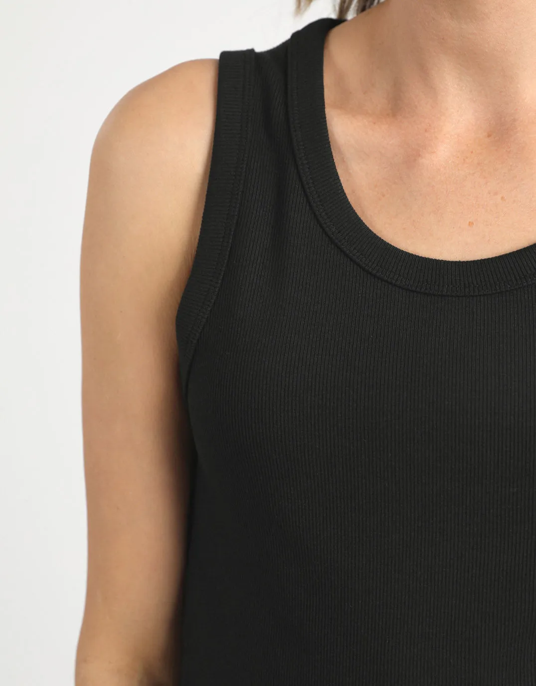 Rib Crew Tank - Black