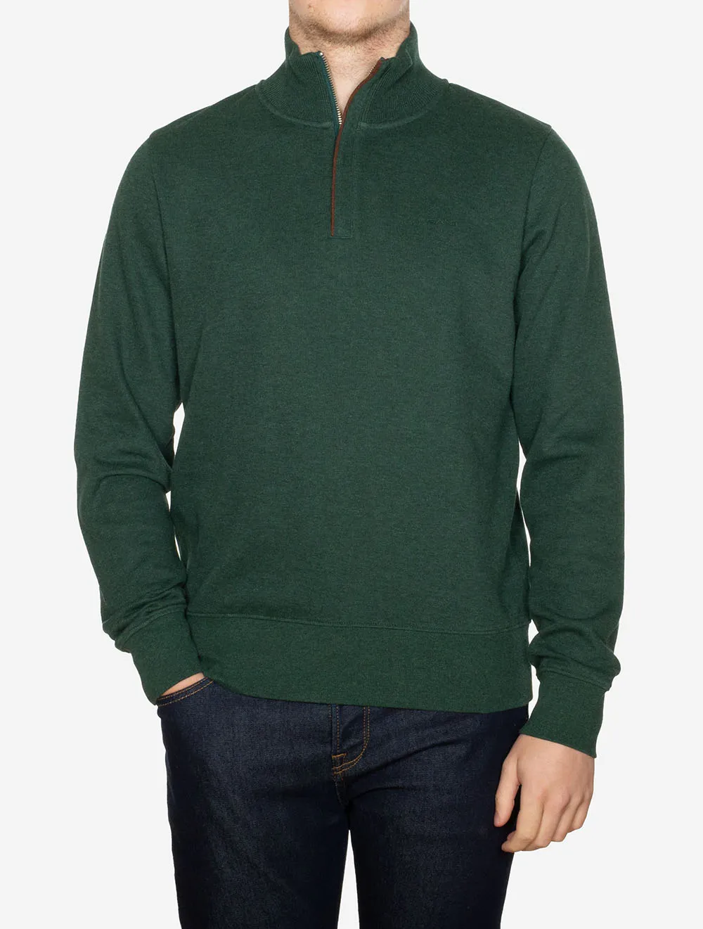 Sacker Rib Half Zip Tartan Green