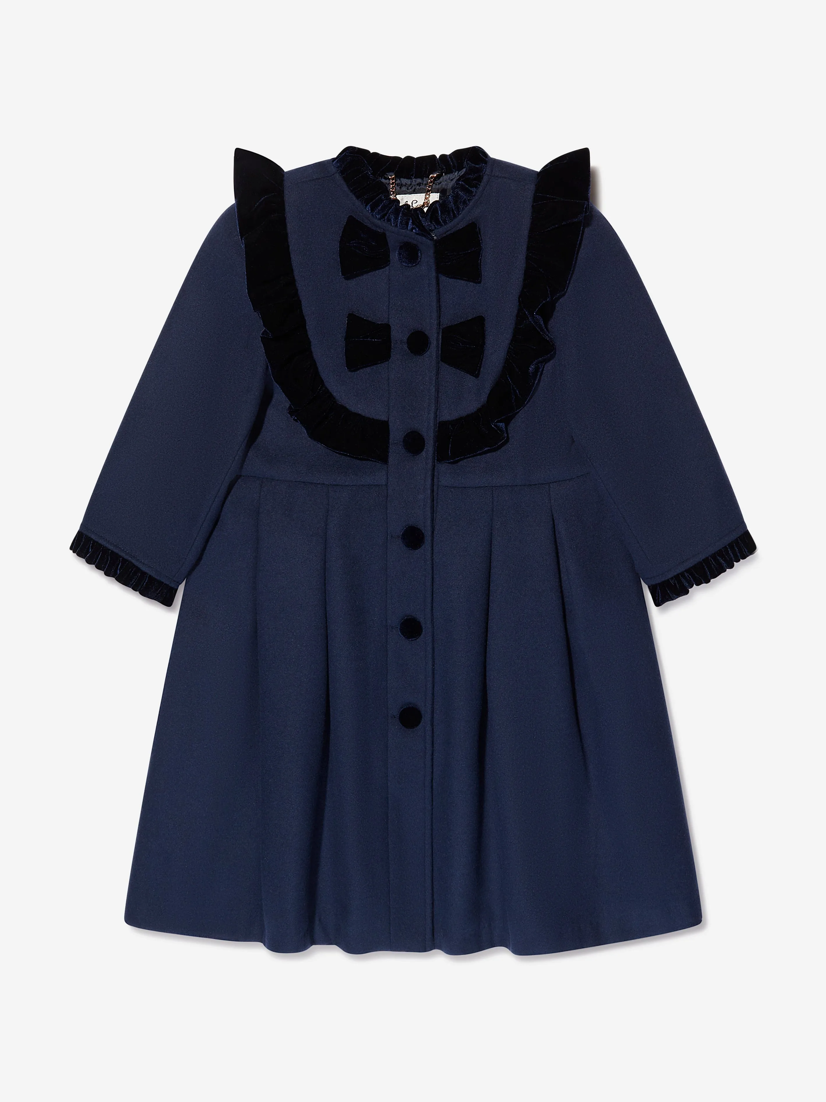 Sarah Louise Girls Coat And Hat Set in Navy