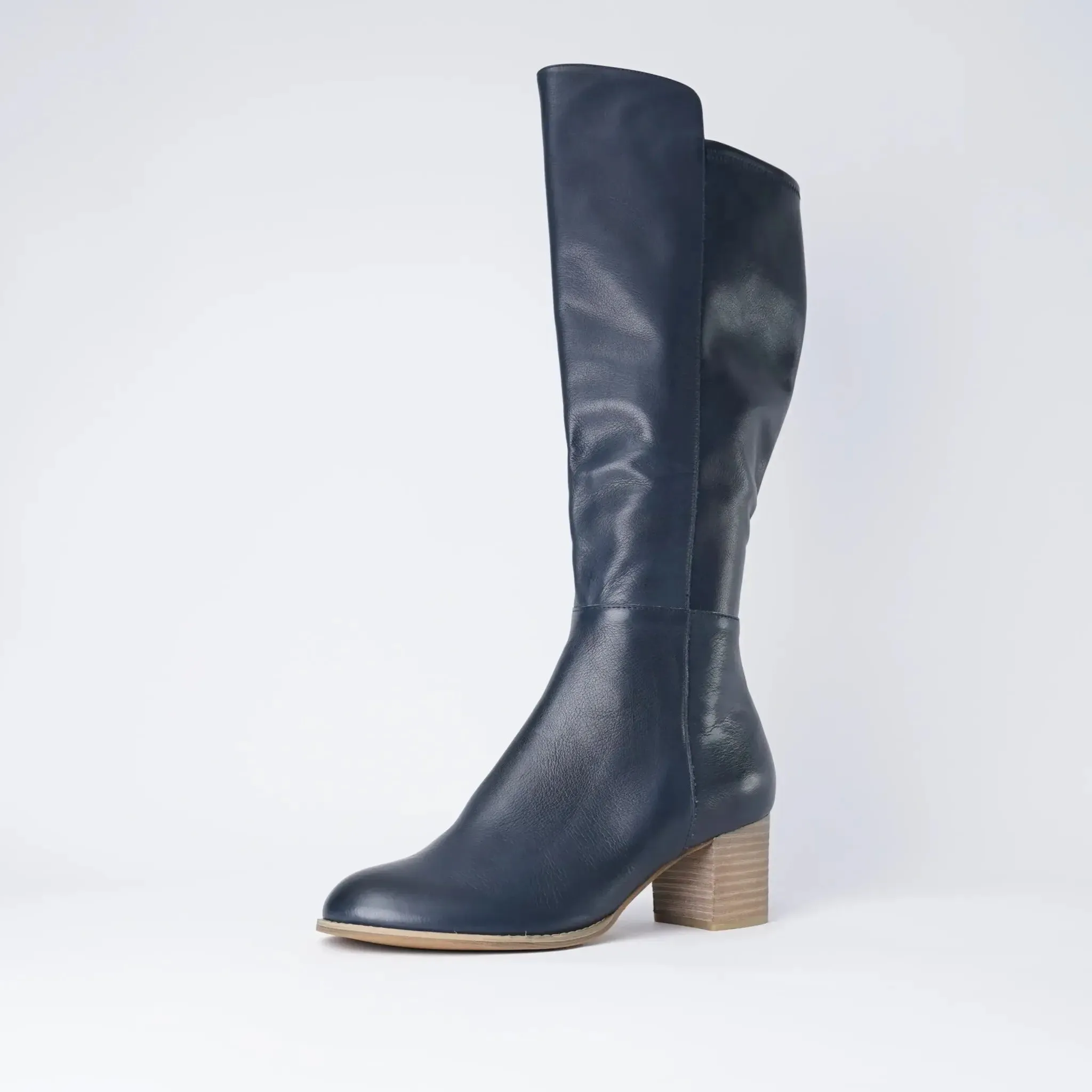 Setley Navy Leather Knee High Boots